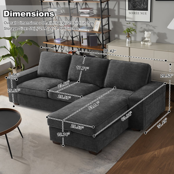 【ノンたく】unico Lindenhurst Hokku Designs Jossilynn L-Shape Convertible Sectional